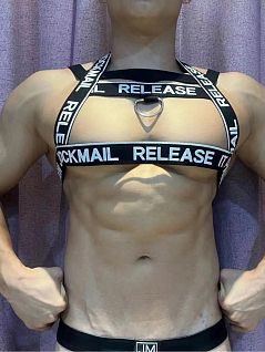 Портупея из многочисленных ремней соединенными кольцами черного цвета JOCKMAIL  RTJM911-2